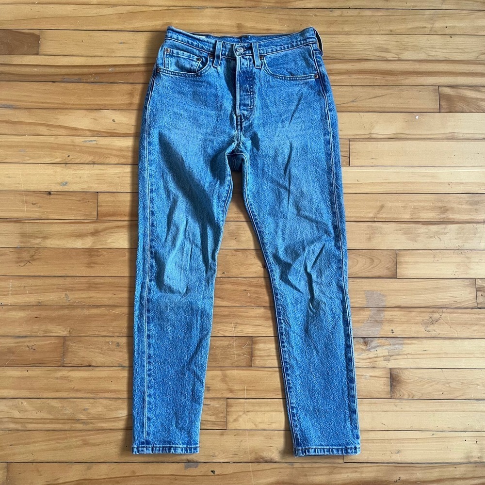 Levi's 501 Skinny Fit Premium Denim Jeans Women's Button Fly Blue Wash